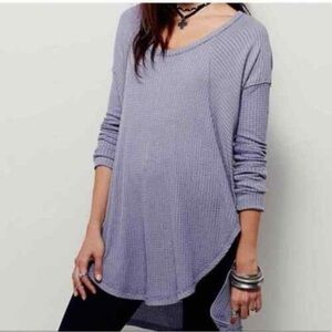 Free People Ventura Waffle Knit Drippy Thermal long sleeve in Lavender